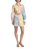 Fiza Colorblocked Belted Shirtdress