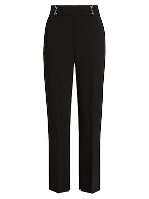 Paisleigh Horsebit Stretch Straight-Leg Trousers