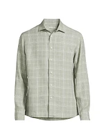 Linen Plaid Button-Up Shirt