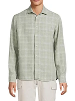 Linen Plaid Button-Up Shirt