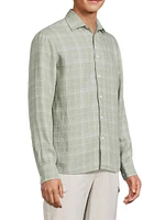 Linen Plaid Button-Up Shirt