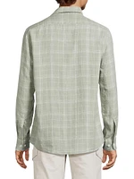 Linen Plaid Button-Up Shirt