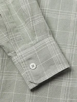 Linen Plaid Button-Up Shirt