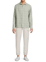 Linen Plaid Button-Up Shirt