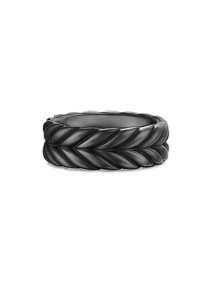Chevron Band Ring Black Titanium
