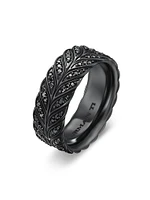 Chevron Pavé Band Ring Black Titanium, 9MM