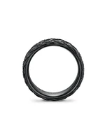 Chevron Pavé Band Ring Black Titanium, 9MM