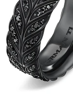 Chevron Pavé Band Ring Black Titanium, 9MM