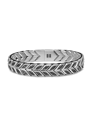 Chevron Woven Bracelet Sterling Silver, 12MM