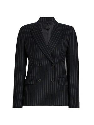 Veda Pinstripe Stretch-Wool Double-Breasted Jacket