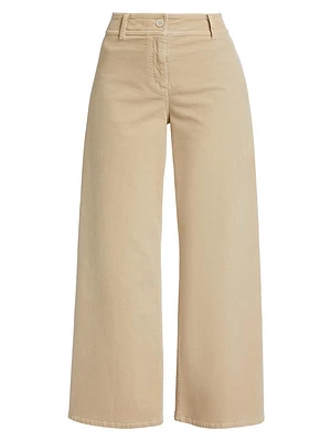 Megan Cotton-Blend Corduroy Cropped Wide-Leg Pants