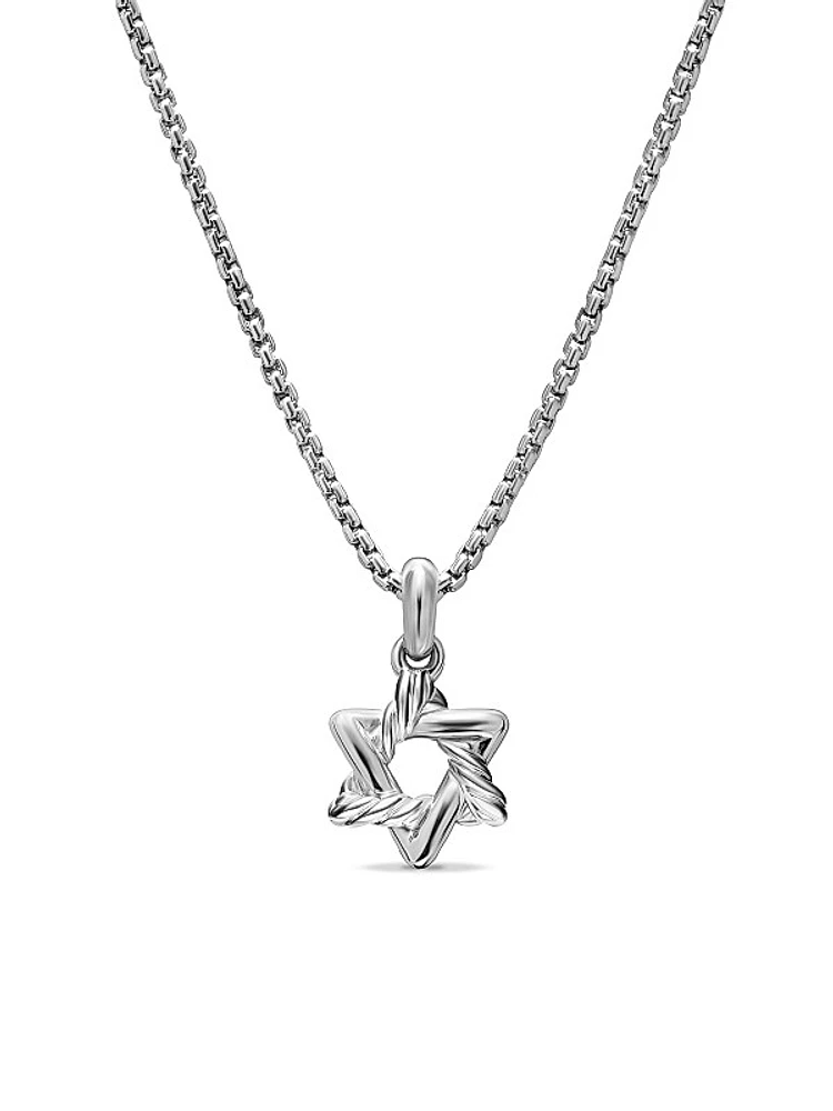 Star of David Pendant Necklace in Sterling Silver, 9.6MM