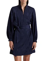 Izzie Floral Jacquard Tie-Waist Minidress