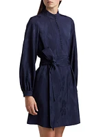 Izzie Floral Jacquard Tie-Waist Minidress