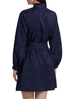Izzie Floral Jacquard Tie-Waist Minidress