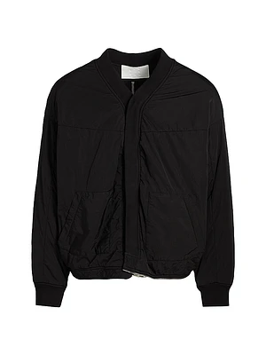 Multi Zipper Nylon Bomber Jacket
