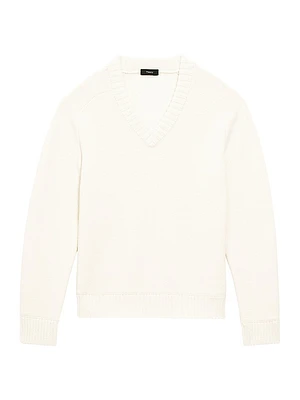 Heavy Wool-Cashmere V-Neck Sweater