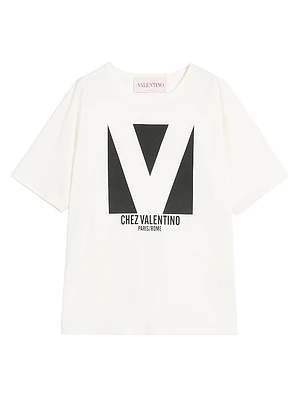 Jersey Cotton T-Shirt with Chez Valentino Print