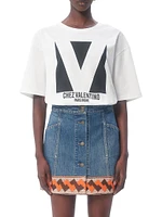 Jersey Cotton T-Shirt with Chez Valentino Print