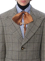 Single-Breasted Wool Jacket with Check Pattern on Houndstooth