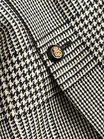Single-Breasted Wool Jacket with Check Pattern on Houndstooth