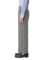 Wool Pants with Turn-Ups Check Pattern on Houndstooth