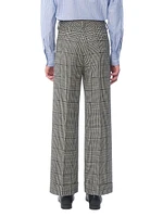 Wool Pants with Turn-Ups Check Pattern on Houndstooth