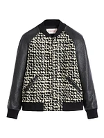 Wool Tweed Bomber Jacket with Chez Valentino Patch