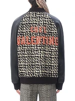 Wool Tweed Bomber Jacket with Chez Valentino Patch