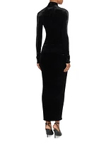 Ruched Velvet Maxi Dress