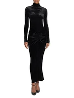 Ruched Velvet Maxi Dress