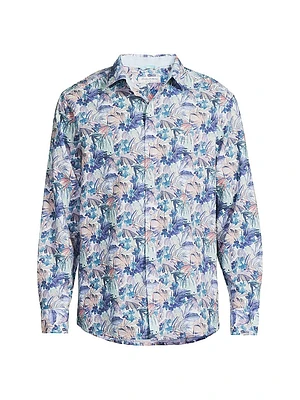Nova Wave Amalfi Gardens Floral Stretch-Cotton Shirt