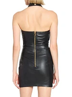 Draped Leather Halterneck Minidress