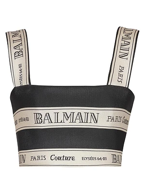 Logo Striped Jacquard Crop Top