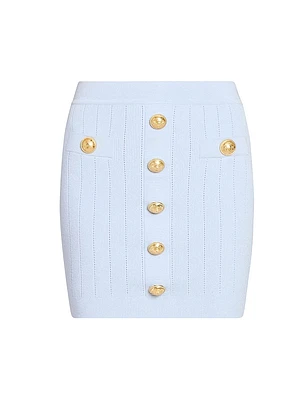Pointelle-Knit Button-Front Miniskirt