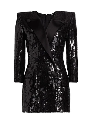 Sequined Double-Breasted Tuxedo Minidress