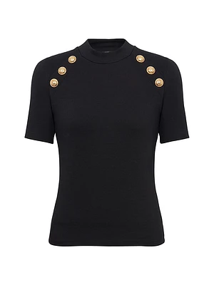 Logo Button Raglan Stretch T-Shirt