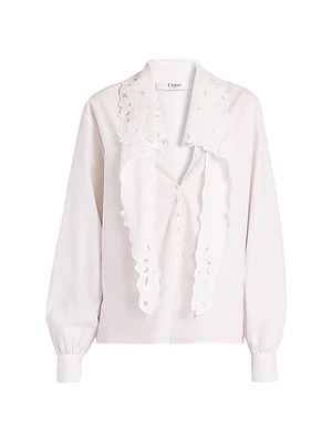 Cotton Poplin Tie neck Blouse