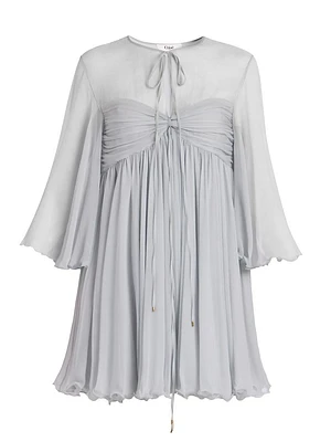 Silk Georgette Tie Neck Minidress