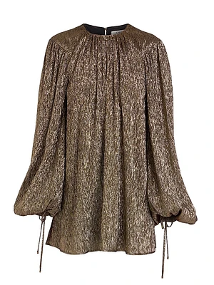 Silk-Blend Lamé Minidress