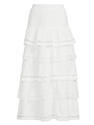 Adina Tiered Cotton & Lace Skirt