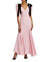 Bow Silk Crepe Maxi Dress