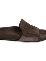 Mocassin-Style Suede Slides