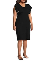Ribbed Knee-Length Dress