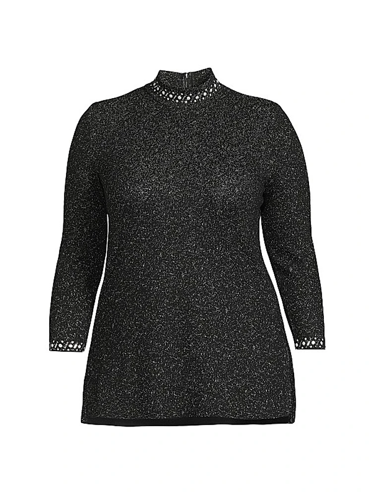 Embellished Mock Turtleneck Tunic Top