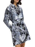 Charlotte Floral Silk-Blend Tie-Waist Mini Shirtdress