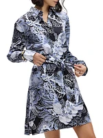 Charlotte Floral Silk-Blend Tie-Waist Mini Shirtdress