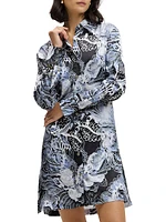 Charlotte Floral Silk-Blend Tie-Waist Mini Shirtdress