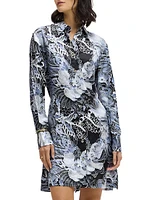 Charlotte Floral Silk-Blend Tie-Waist Mini Shirtdress