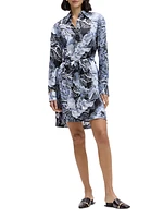 Charlotte Floral Silk-Blend Tie-Waist Mini Shirtdress
